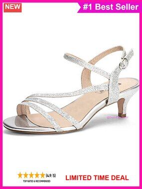Strappy Open Toe Low Kitten Heel Slingback Sandals
